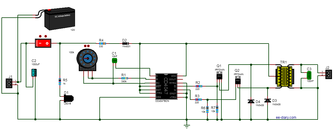 12V DC to 220V AC Inverter with CD4047 IC.png