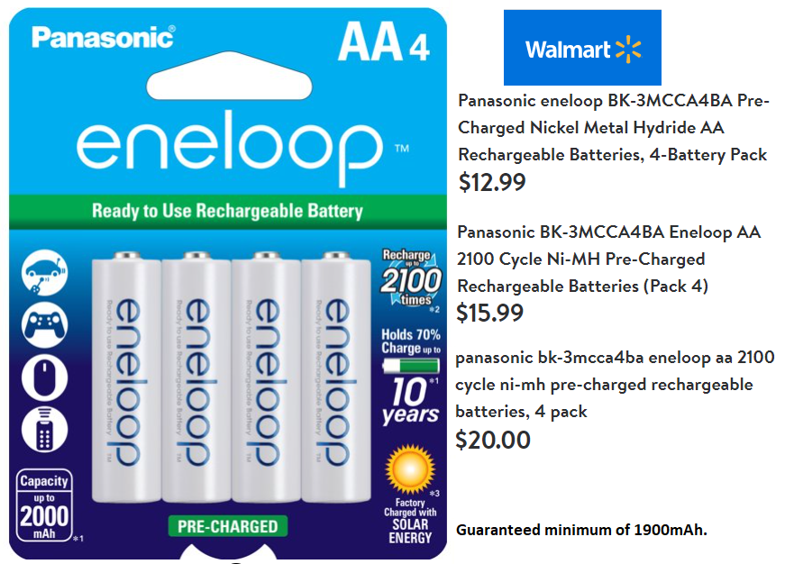 Panasonic eneloop AA NiMH Rechargeable AA Batteries, 1.9Ah, 1.2V - Pack of 8